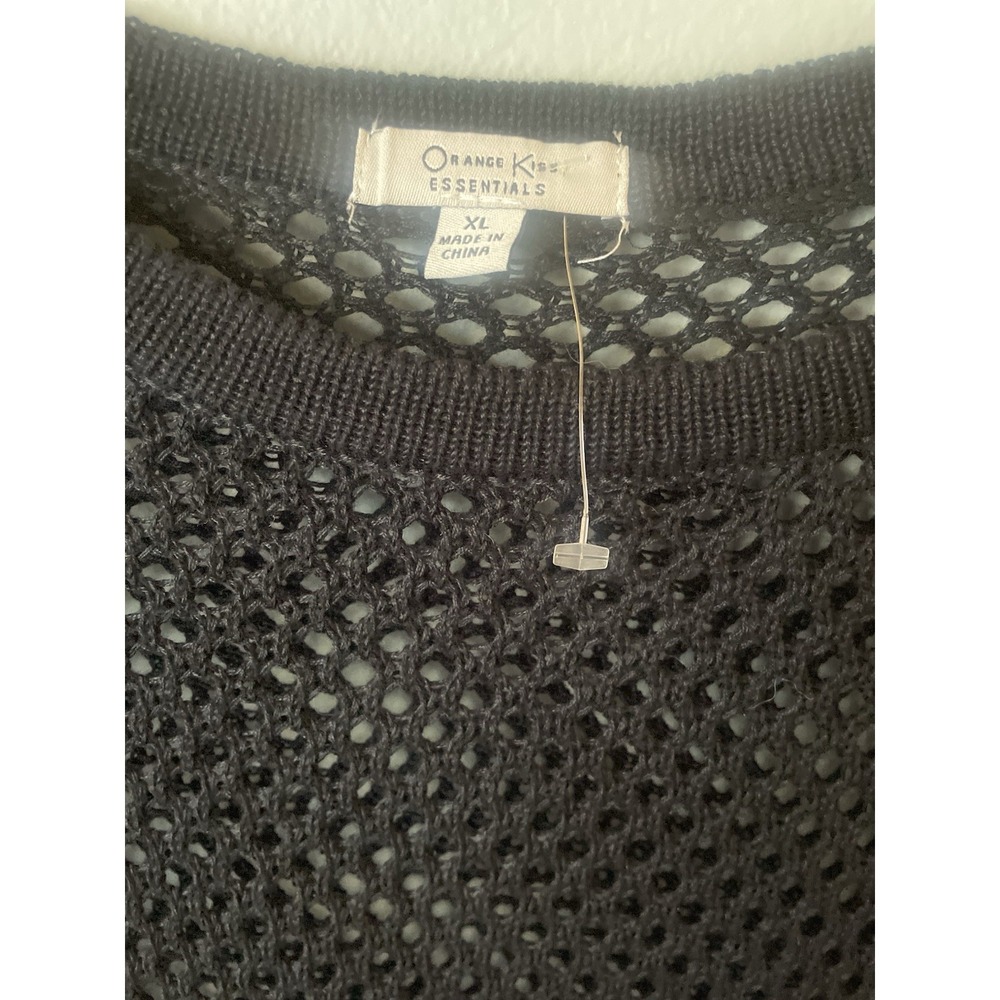ORANGE KISS Black Mesh Cropped Sweater‎ XL Goth